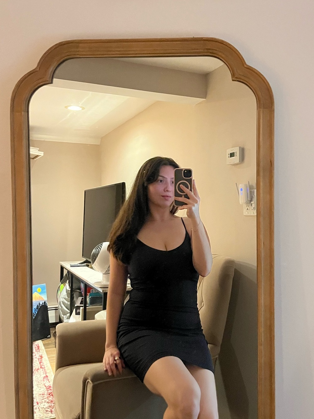 Aritzia Black Contour Mini Dress | M
